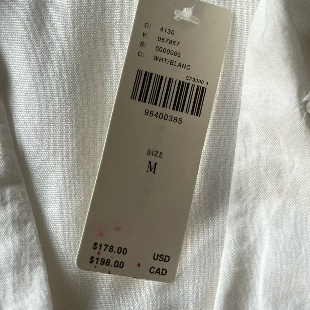 Anthropologie Tommie Cap-Sleeve Smocked FrontZip Shirt Dress:Eyelet Trim NWT - Picture 6 of 9